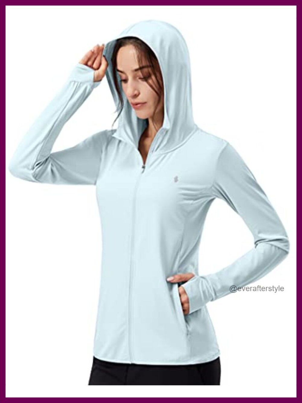 UPF 50+ Sun Protection Hoodie Jacket Lightweight Long Sleeve Zip Pockets
